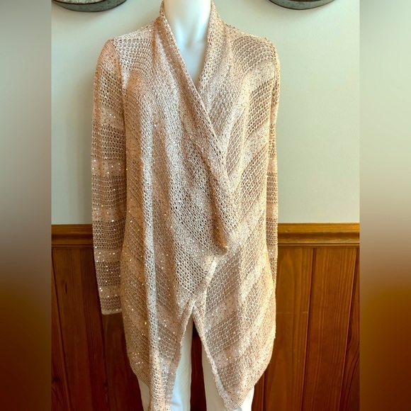 INC international concepts sz XL women’s sequined cardigan, rose gold - Picture 1 of 6